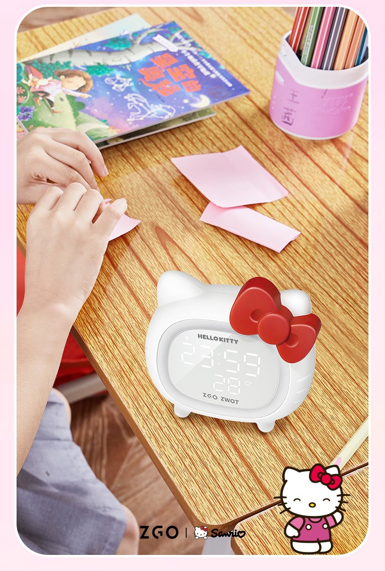 ZGO x HELLO KITTY นาฬิกาปลุกคิตตี้มีไฟ+ลำโพงบลูทูธ
