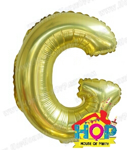 ลูกโป่งฟอยส์ตัวอักษร G ขนาด 14 นิ้ว สีทอง