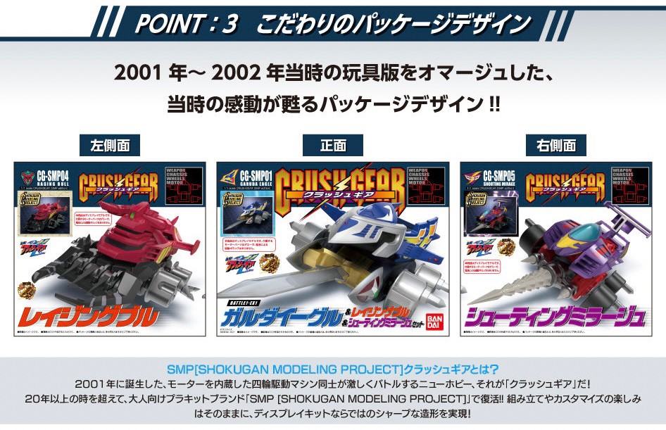 พลาโม SMP [Shokugan Modeling Project] Crush Gear Battle 1 - EX1 Garuda Eagle & Raising Bull & Shooting Mirage Set by Bandai