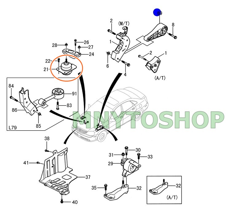ยางแท่นเครื่องออฟตร้า ฝั่ง ขวา (ข้างคนขับ)