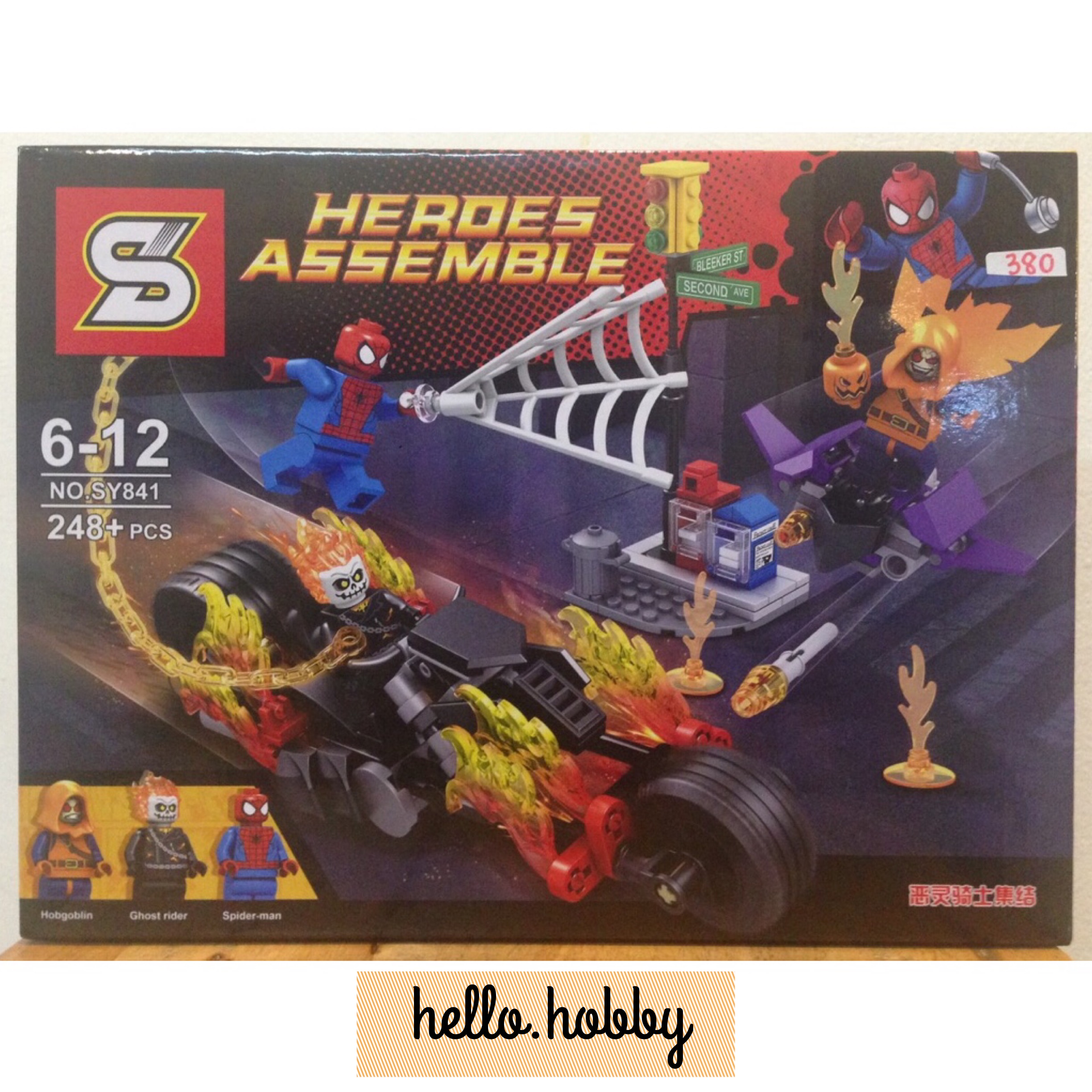 SY841 Heroes Assemble Spider man VS Ghost Rider Team Up with Motorcycle 248 pcs