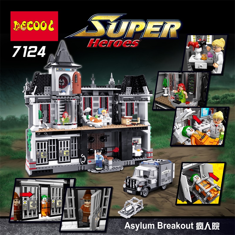 Decool 7124 Super Heroes Arkham Asylum Breakout 1619pcs