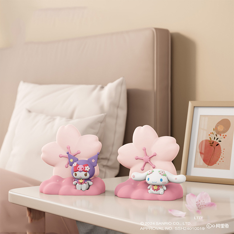 โคมไฟ ลิขสิทธิ์แท้ Sanrio - Cherry Blossom Season Series - Kuromi & Cinnamoroll Sakura Night Light LED Lamp by Langbowang