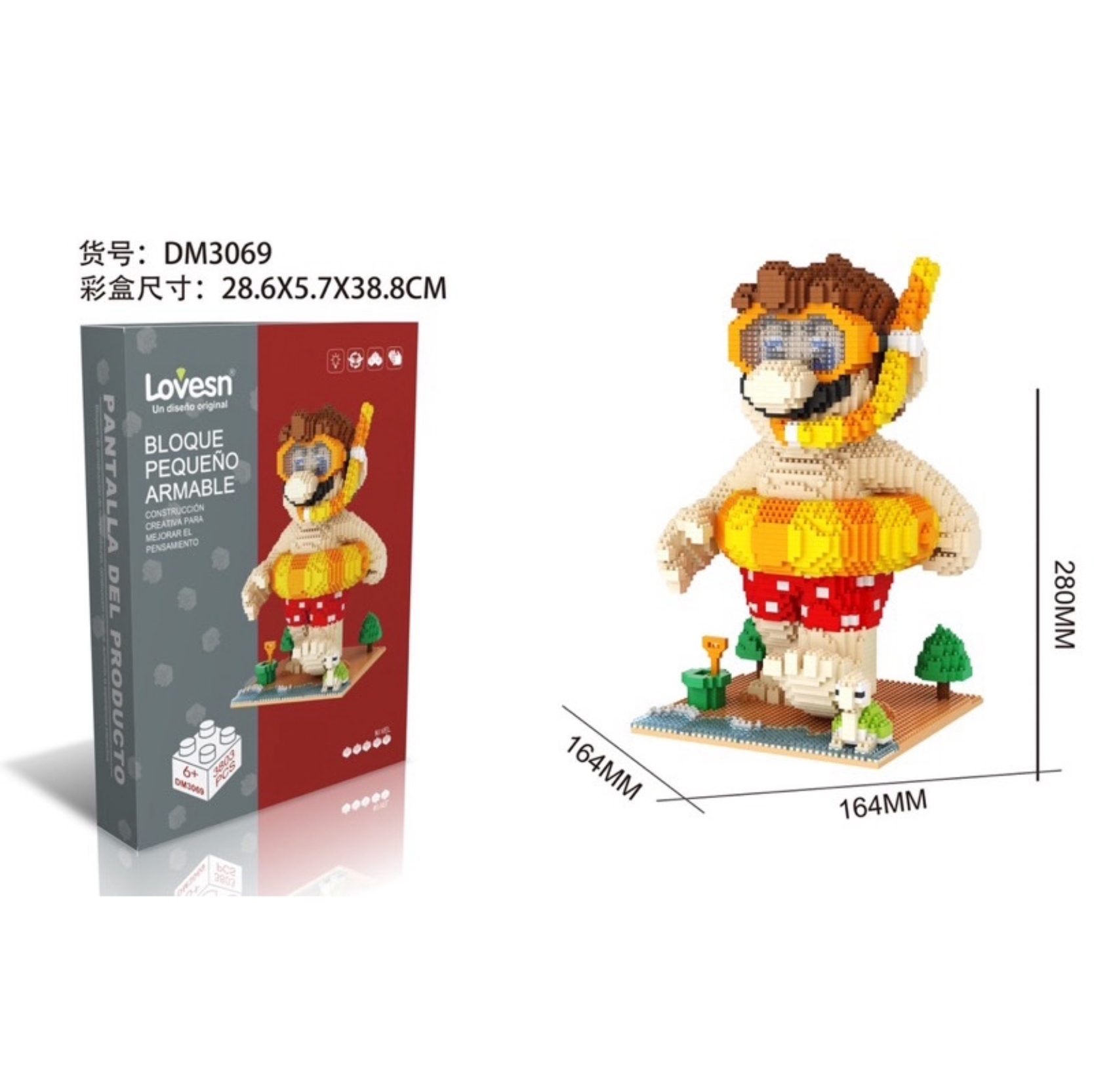 Lovesn DM 3069 Swimming Mario 3803pcs