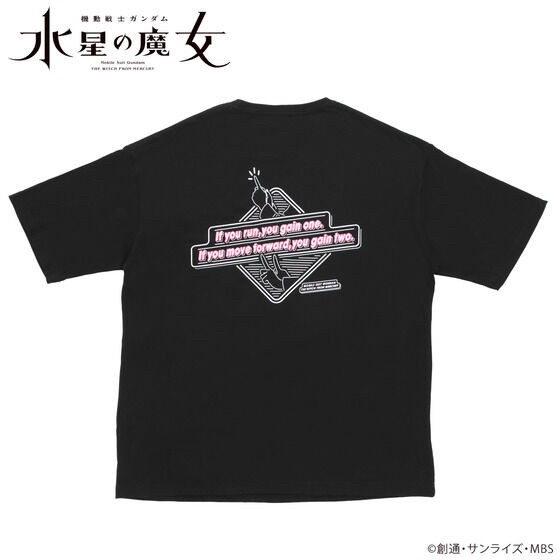 PRE-ORDER : Mobile Suit Gundam The Witch from Mercury "If you run you gain one, if you move forward you gain two" big Silhouette T-shirt