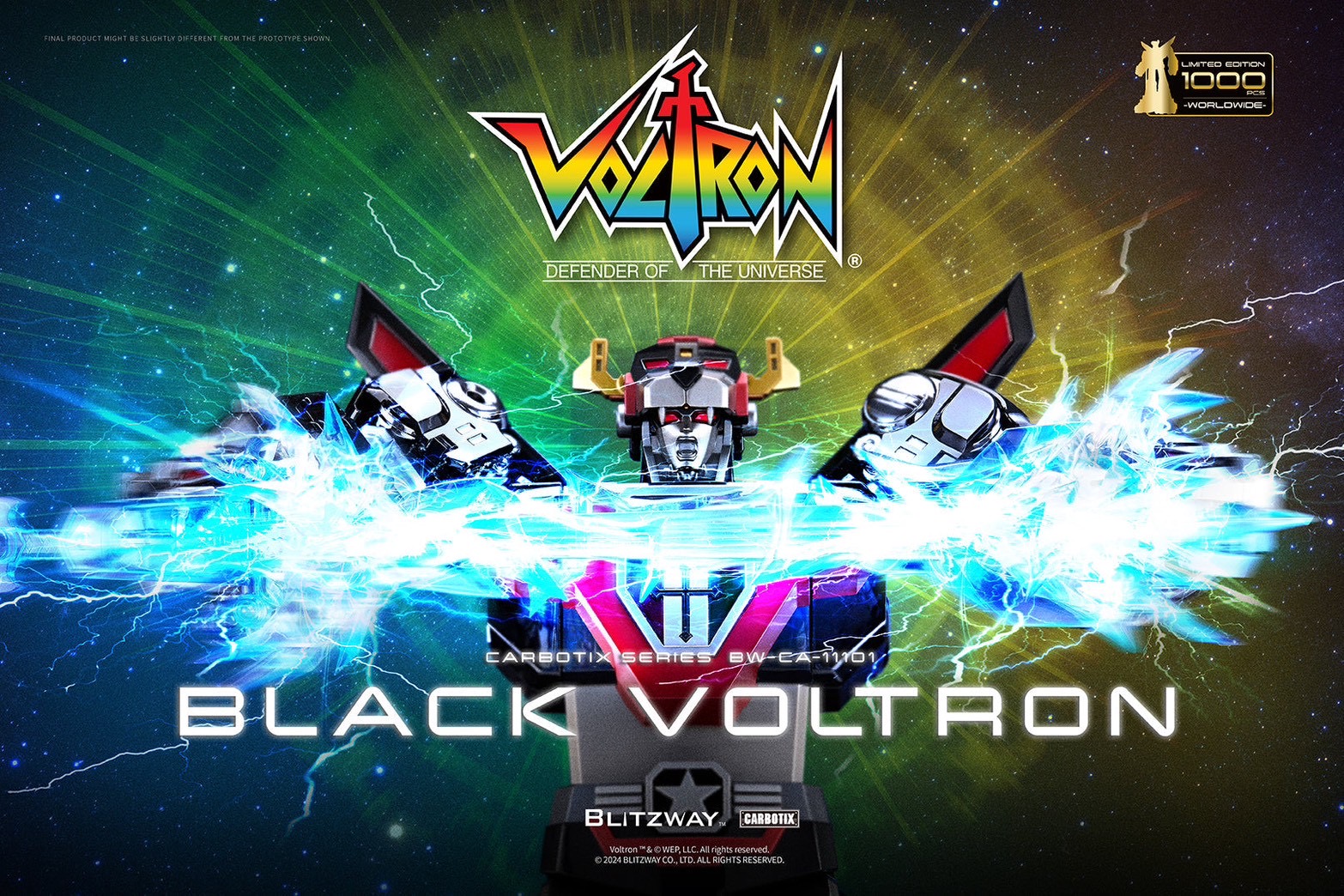 หุ่นยนต์ CARBOTIX - *Limited 1,000 pcs Worldwide* Carbotix Black Voltron & Base Complete Set by Blitzway (หุ่น+ฐาน+อาวุธเสริม) (มีกล่องน้ำตาล)