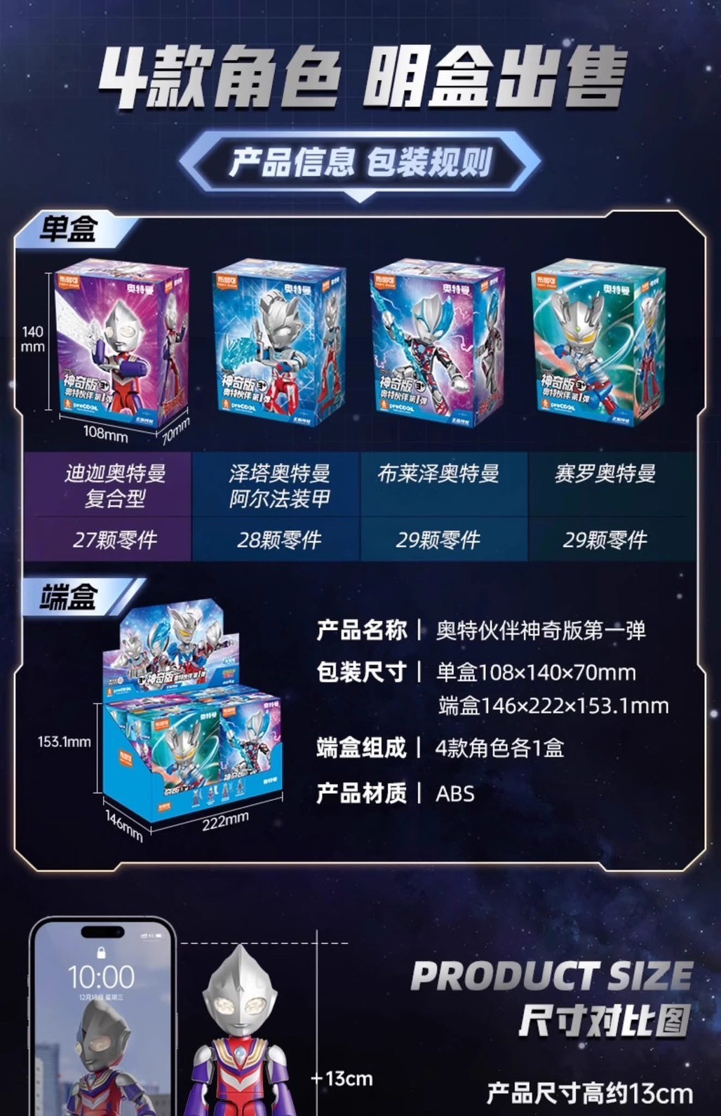 Pre-order : Blokees preCOOL Series Ultraman Amazing Level The Magic Edition 1 Plastic Model Kit (Set of 4) by Buluke Blokess Bloks