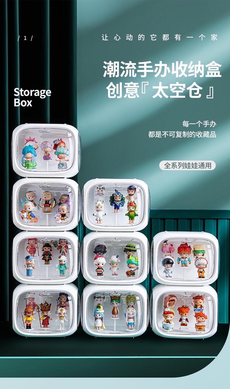 กล่องแคปซูลใส่โมเดล Model Showcase กันฝุ่น สีขาว ไม่มีไฟ