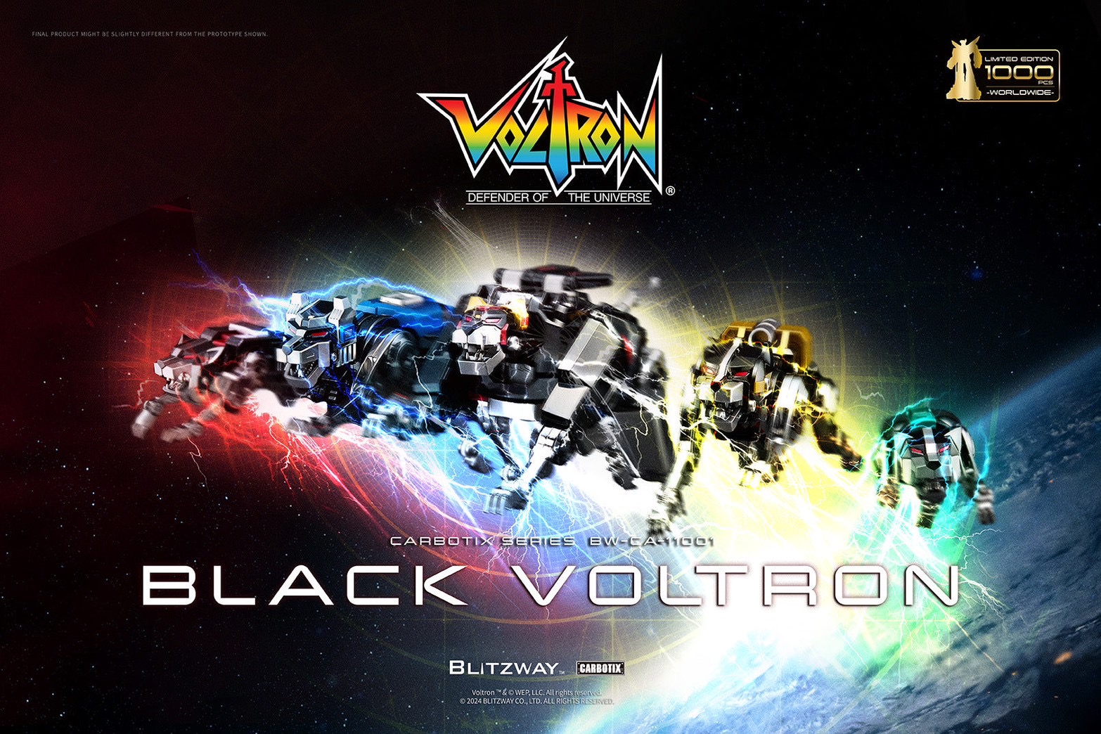 หุ่นยนต์ CARBOTIX - *Limited 1,000 pcs Worldwide* Carbotix Black Voltron & Base Complete Set by Blitzway (หุ่น+ฐาน+อาวุธเสริม) (มีกล่องน้ำตาล)