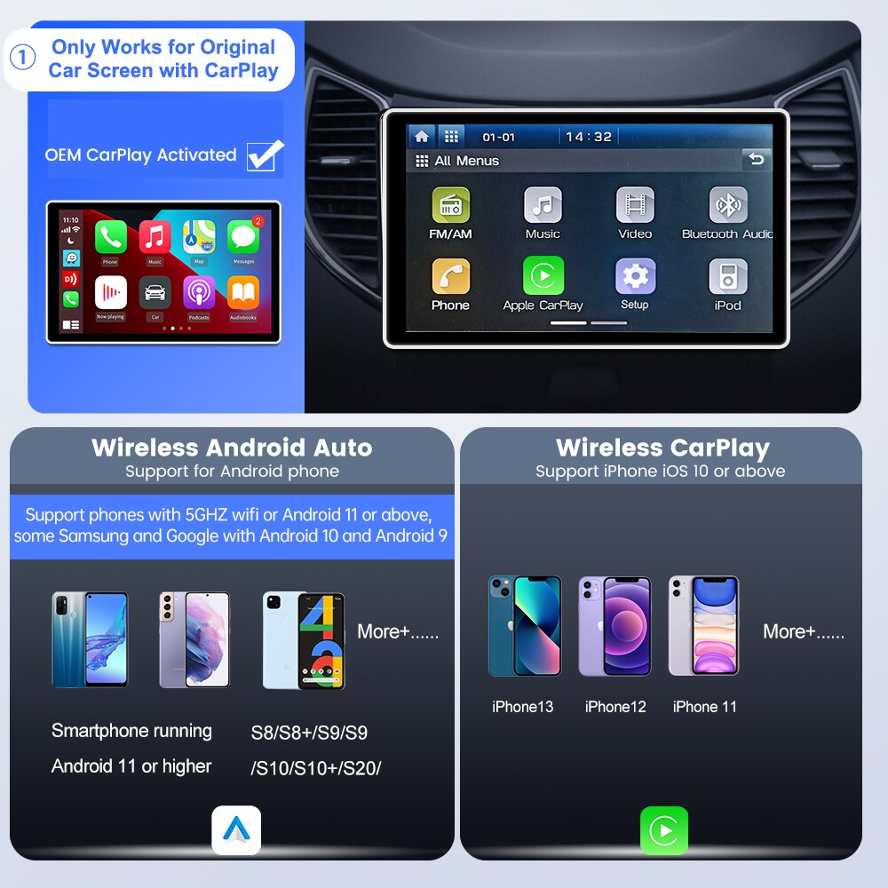 CarLinkit4.0 wireless Apple carplay Android Auto dongle สำรับวิทยุเดิมติดรถจากโรงงานที่มี carplayแบบเสียบสายอยู่แล้ว ทำให้เป็นไร้สาย