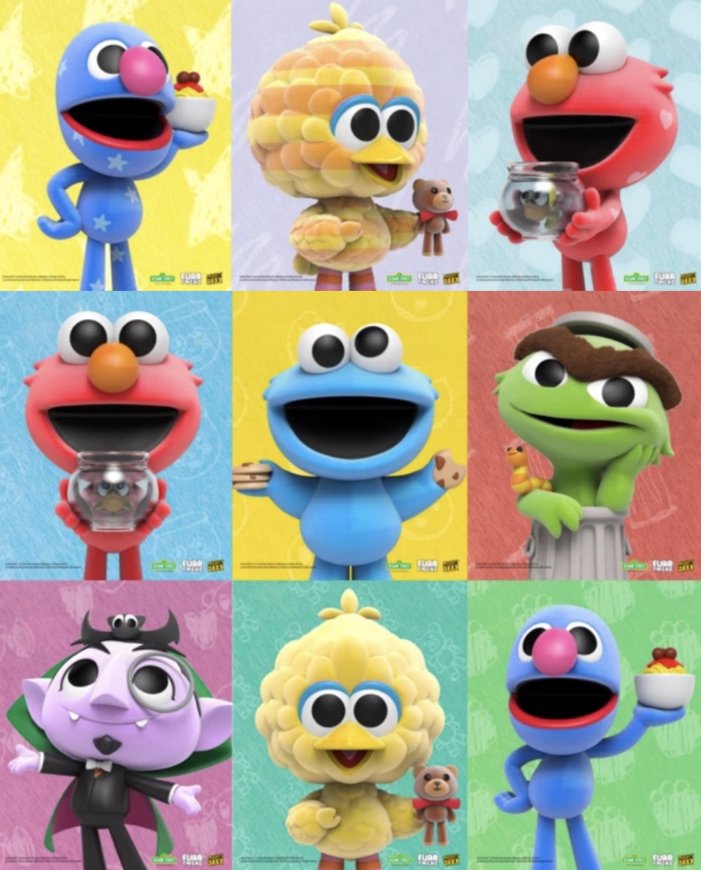 Fur Fwenz : Sesame Street Series Blind Box by Mighty Jaxx (Set of 6+3 secrets)