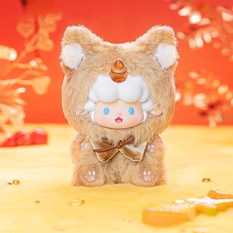 ตุ๊กตาพวงกุญแจ ลิขสิทธิ์แท้ - Gyun Candy Land Rolled Sheep Lucky Cat Series Plush Pendant Keychain by Top Toy