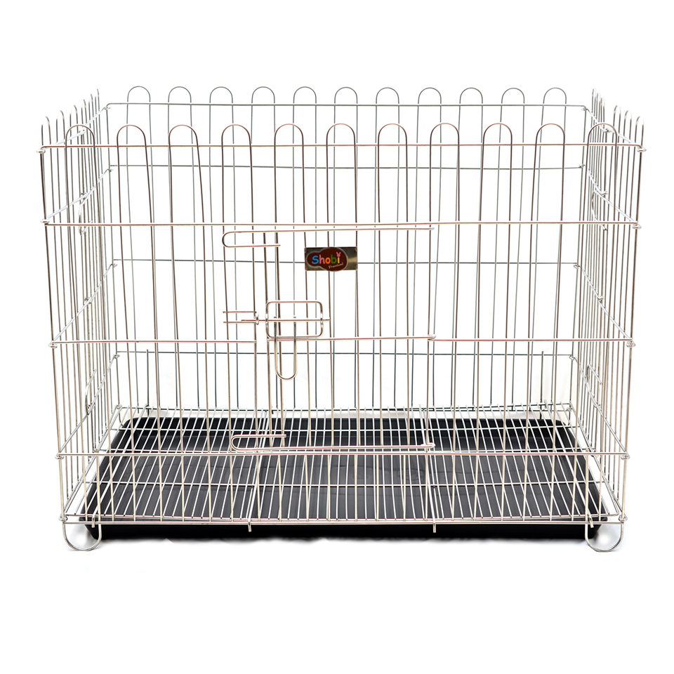 คอกสุนัขสแตนเลส size S (มีถาดรอง)