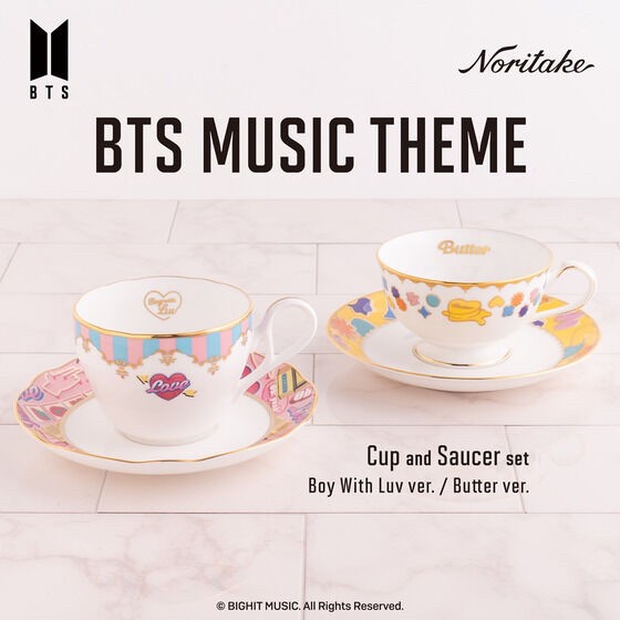 PRE-ORDER : Noritake Cup &Saucer Set BTS Music Theme Boy With Luv ver./ Butter ver.