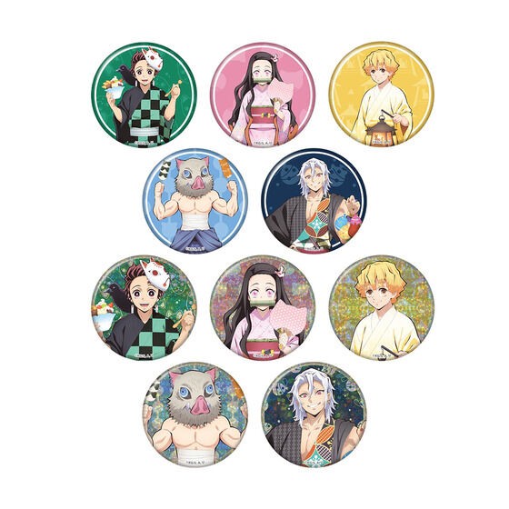 PRE-ORDER : Demon Slayer: Kimetsu no Yaiba Festival Day Trading 56mm Can Badge Complete Set