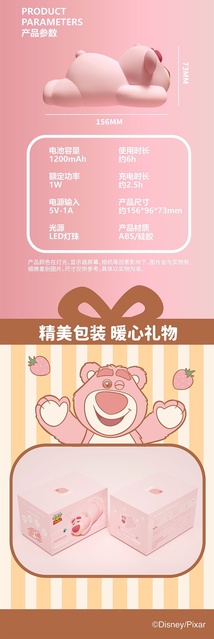 โคมไฟ ที่วางมือถือ ลิขสิทธิ์แท้ Toy Story - Look Out! Lotso Night Light LED Lamp and Mobile Holder