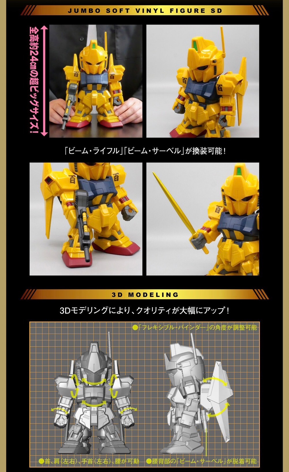 PRE-ORDER : Jumbo Soft Vinyl Figure SD MSN-00100 Hyakushiki -SD Gundam-