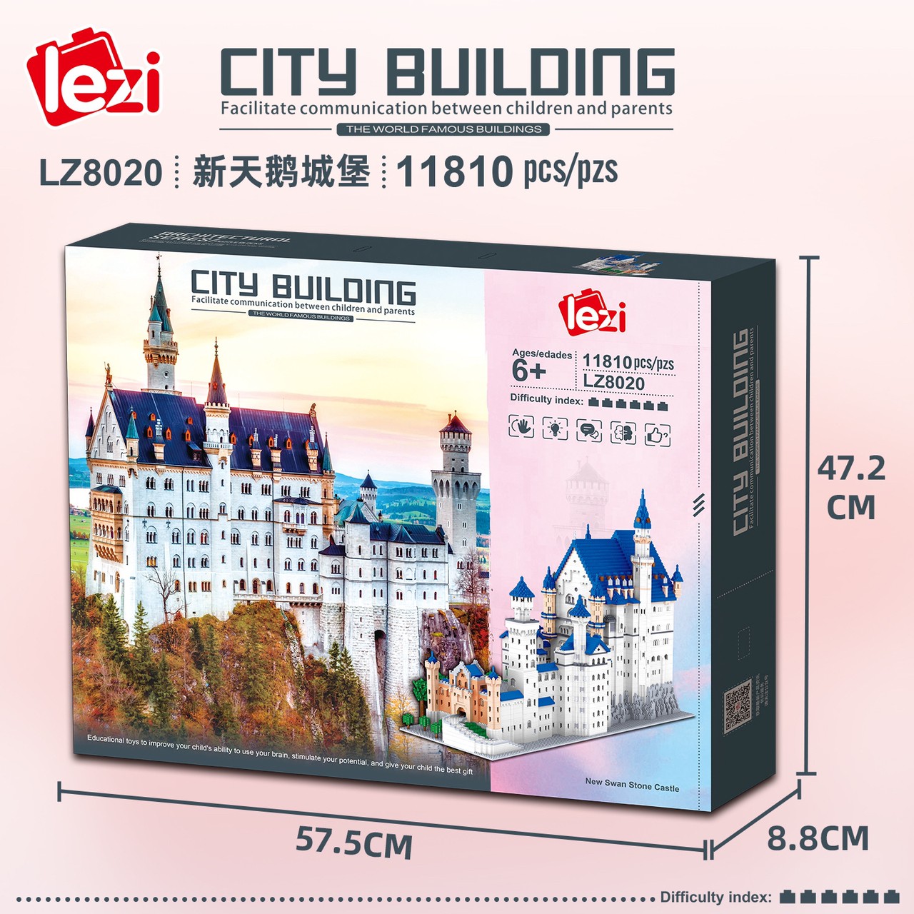 Lezi lz 8020 New Swan Stone Castle 11810pcs