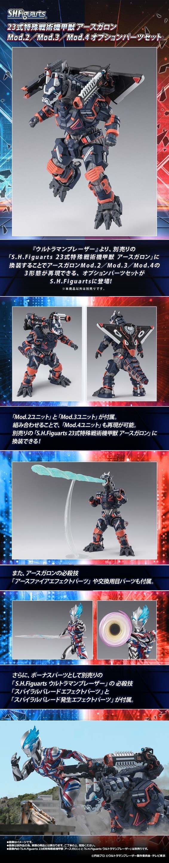 PRE-ORDER : S.H.Figuarts Type 23 Special Tactical Armored Kaiju Earth Garon Mod.2/Mod.3/Mod.4 Optional Parts Set