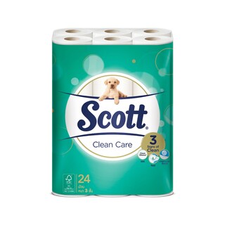 กระดาษชำระ จัมโบ้ สก๊อตต์ clean care แพ็ค 24 ม้วน