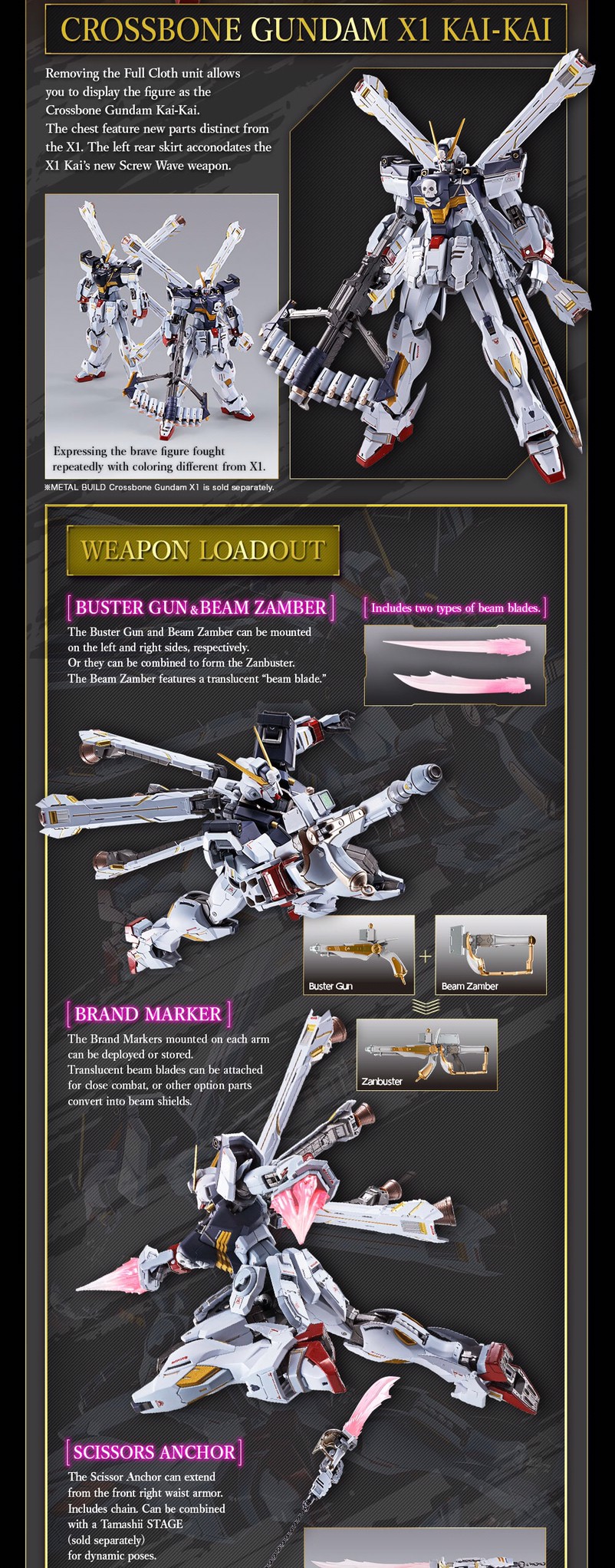 METAL BUILD Crossbone Gundam X1 Full Cloth By Premium Bandai (Lot JP มีกล่องน้ำตาล)