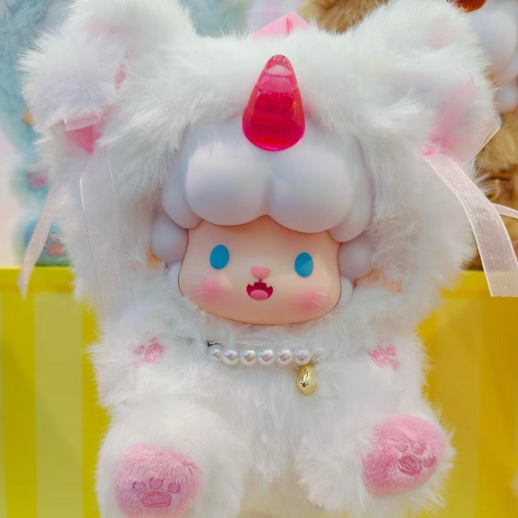 ตุ๊กตาพวงกุญแจ ลิขสิทธิ์แท้ - Gyun Candy Land Rolled Sheep Lucky Cat Series Plush Pendant Keychain by Top Toy