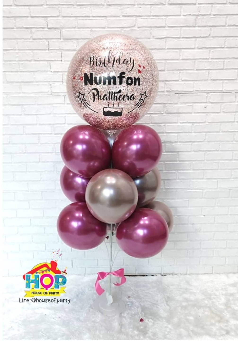 ช่อลูกโป่งอัดลม ช่อ 10 ลูก สี Super Metalic (งานลม) สั่งทางไลน์@houseofparty นะคะ
