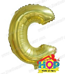 ลูกโป่งฟอยส์ตัวอักษร C ขนาด 14 นิ้ว สีทอง