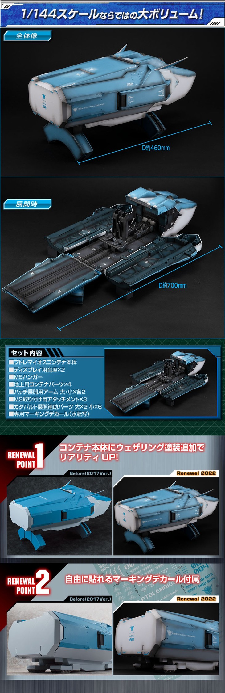 PRE-ORDER : Realistic Model Series Mobile Suit Gundam 00 (For 1/144 HG series) Ptolemaios Container (RENEWAL EDITION)