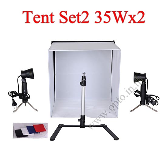Photo Light Tent Kit Set2 35Wx2 Halogen Light + Camera Stand