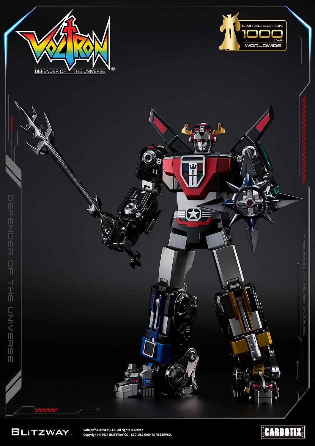หุ่นยนต์ CARBOTIX - *Limited 1,000 pcs Worldwide* Carbotix Black Voltron & Base Complete Set by Blitzway (หุ่น+ฐาน+อาวุธเสริม) (มีกล่องน้ำตาล)
