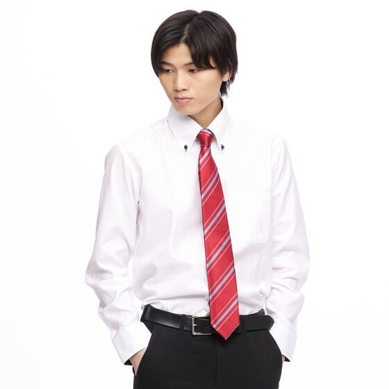 PRE-ORDER : Kamen Rider Drive Shinnosuke Tomari Necktie Stripe Red x Gray (Large Sword Width 8 cm)