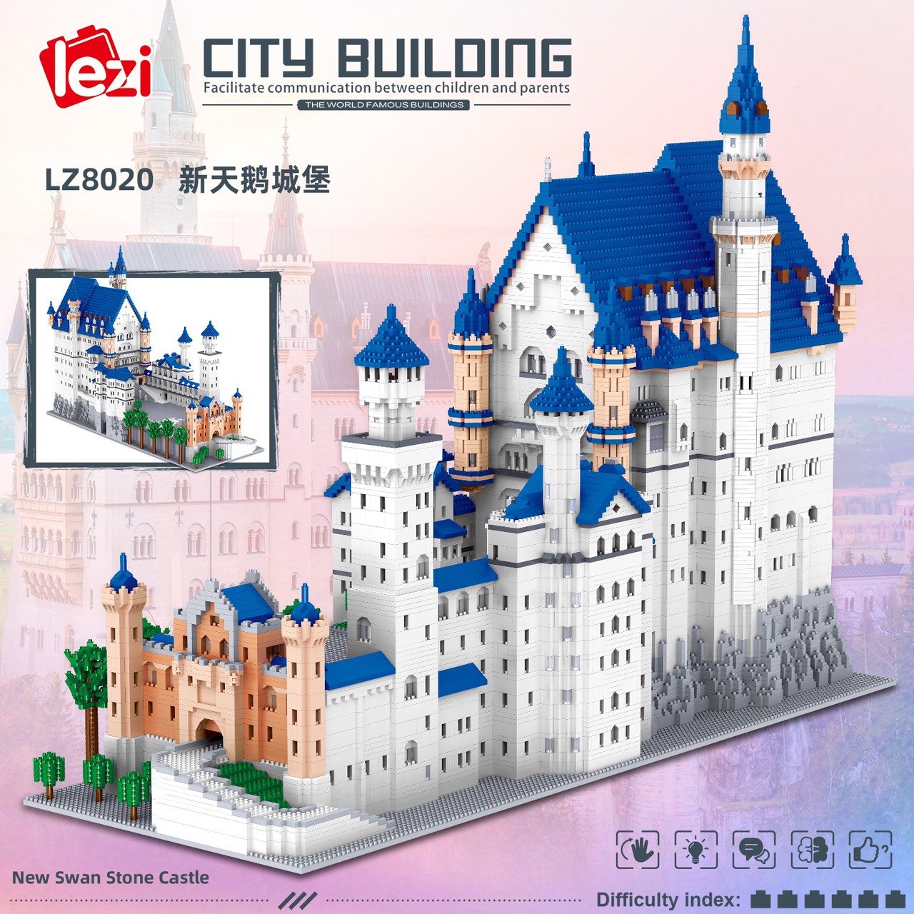 Lezi lz 8020 New Swan Stone Castle 11810pcs