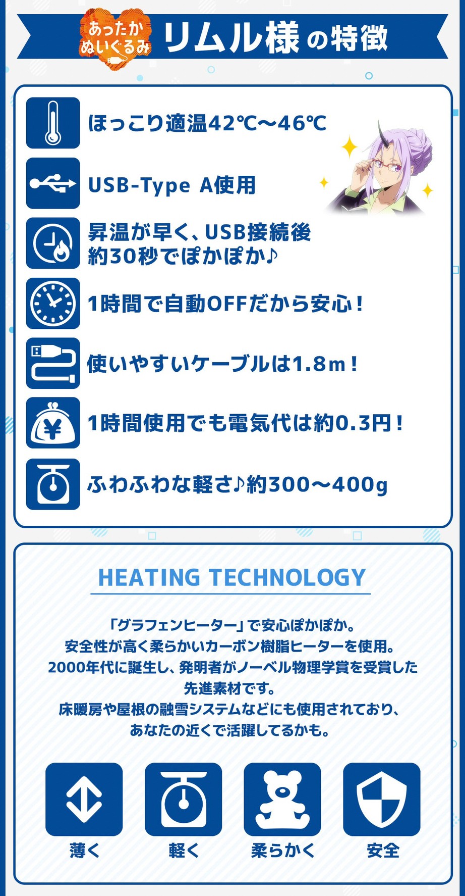 PRE-ORDER : That Time I Got Reincarnated as a Slime Warm Plush Toy Rimuru (USB Heating)