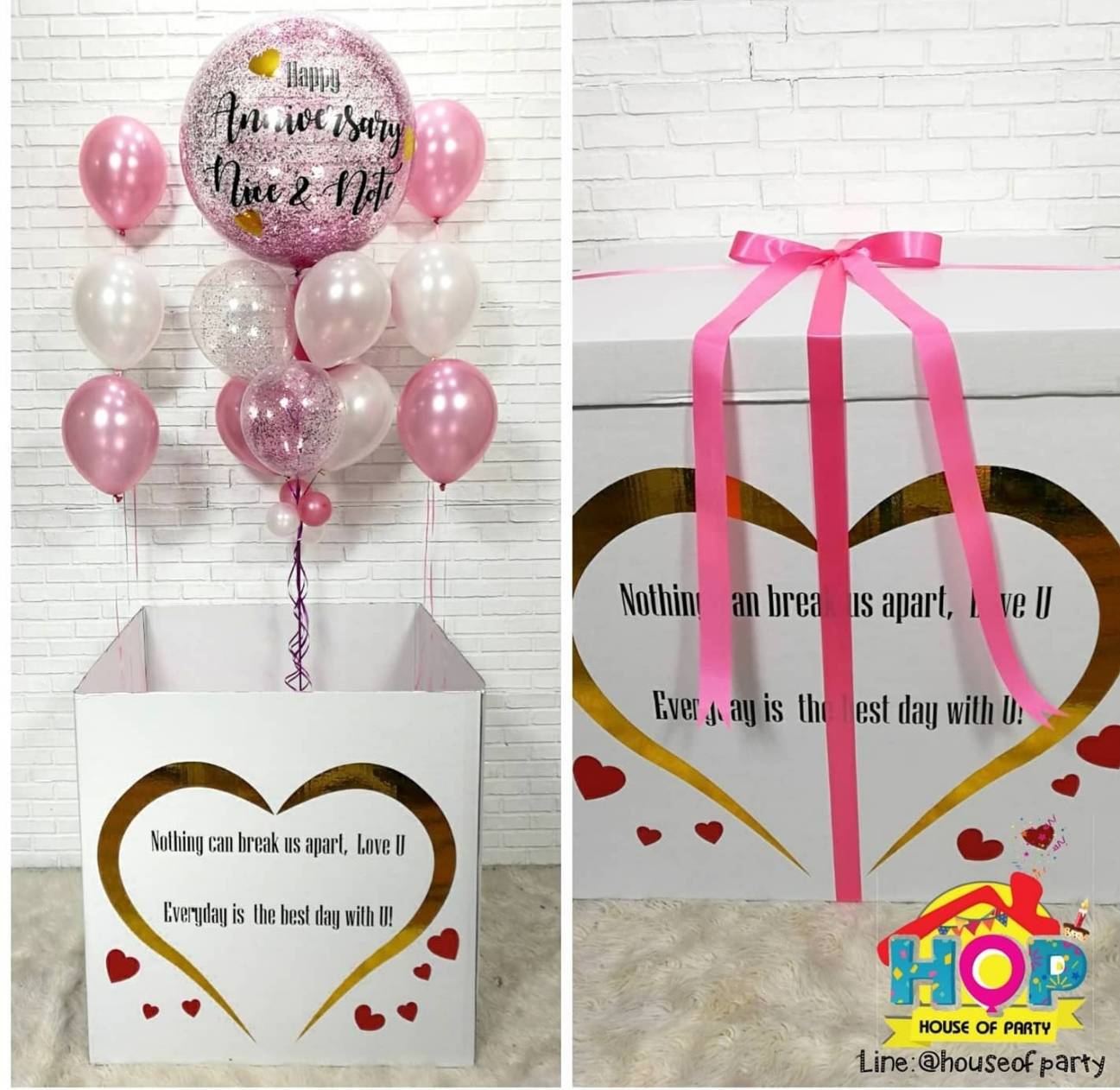 Surprise Box Size XL กล่องขนาด 90x90 cm. ลูกโป่งใหญ่ 36"(สั่งทาง Line:@houseofparty นะคะ)
