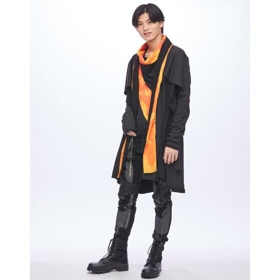 PRE-ORDER : Bakuage Sentai Boonboomger x h.NAOTO Bun Orange/Genba Bureki Layered Cardigan