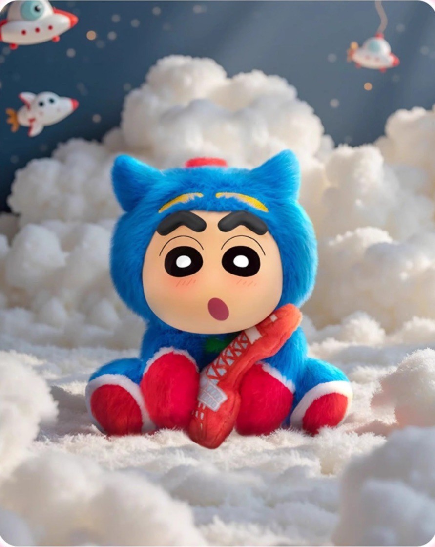 ตุ๊กตาพวงกุญแจ ชินจัง ลิขสิทธิ์แท้ - Crayon Shinchan Zuozuo Sitting Party Series Plush Keychain by Eaki