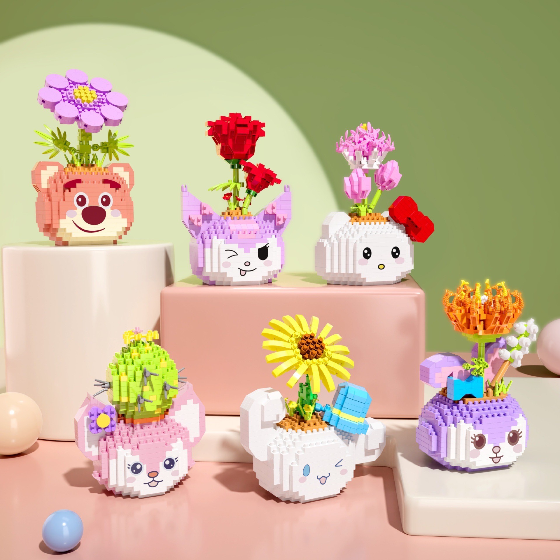 ตัวต่อนาโน Size XL - A 618-623 Sanrio & Disney Flower Potted Plants