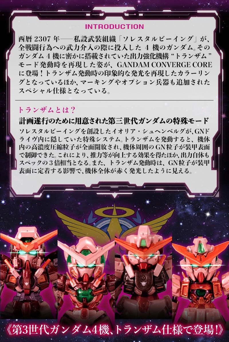 PRE-ORDER : FW GUNDAM CONVERGE CORE Mobile Suit Gundam 00 Trans Am Set