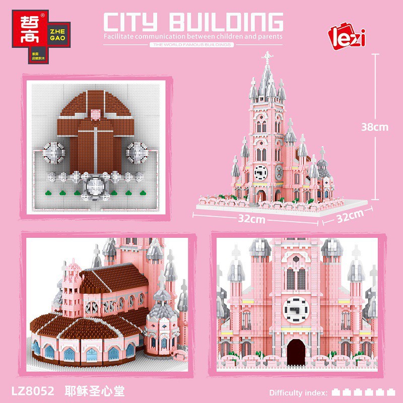 Zhe gao LZ 8052 Ho Chi Minh Pink Church 7017pcs