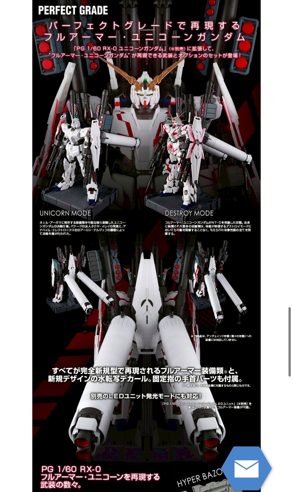 PRE-ORDER : PG 1/60 FA Expansion Unit for RX-0 Unicorn Gundam Plastic Model [Resale]