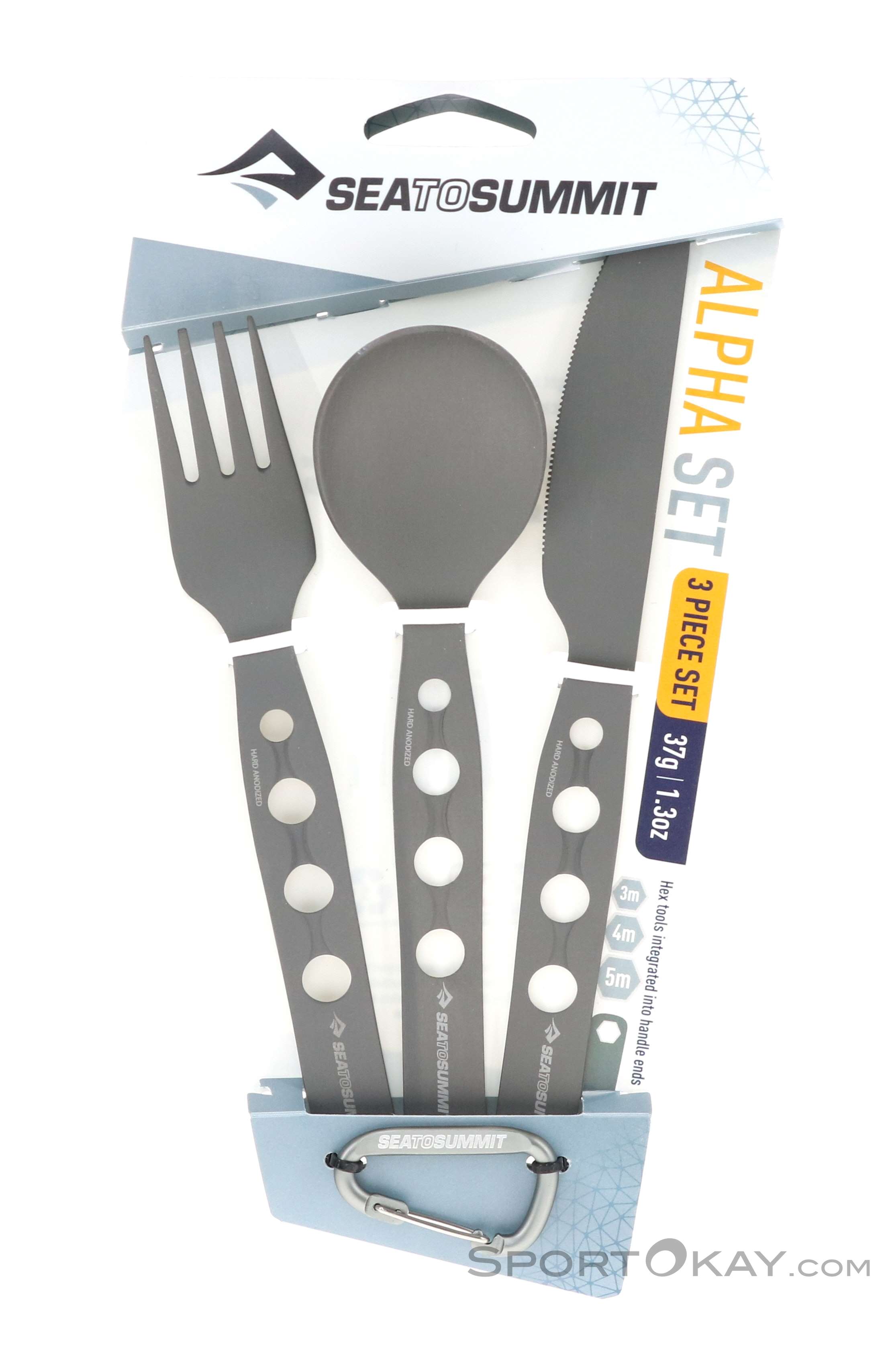 Seato Summit Alphaset 3pc Cutlery Set Gray Anodised
