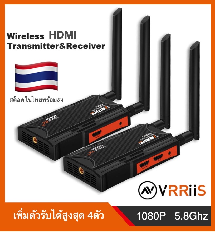 VRRiiS WL009 อะแดปเตอร์รับส่งสัญญาณวิดีโอ HDMI ไร้สาย ระยะไกล สูงสุด200ม. ส่งจาก1จุดไปออกตัวรับเพิ่มได้สูงสุด 4จุด