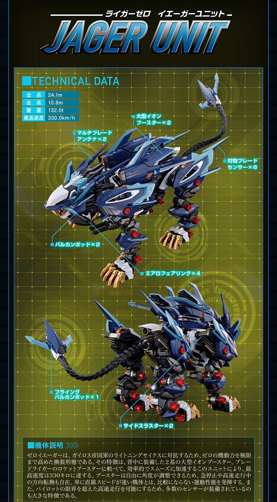 PRE-ORDER : Chogokin Changing Armor Set for RZ-041 Liger Zero (ZOIDS)