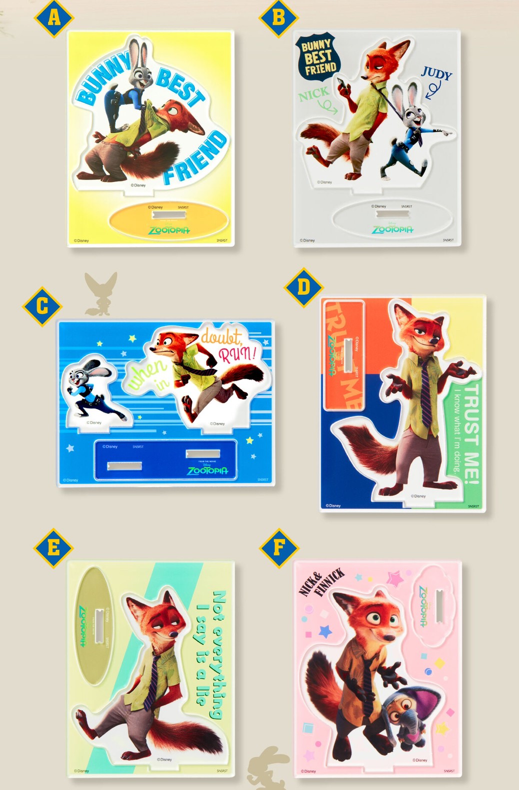 PRE-ORDER : Zootopia Acrylic Stand (10 types in total) (Random)