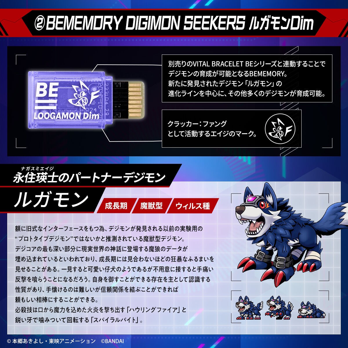 PRE-ORDER : BEMEMORY DIGIMON SEEKERS Loogamon Dim & DIGIMON LINKER Band Set
