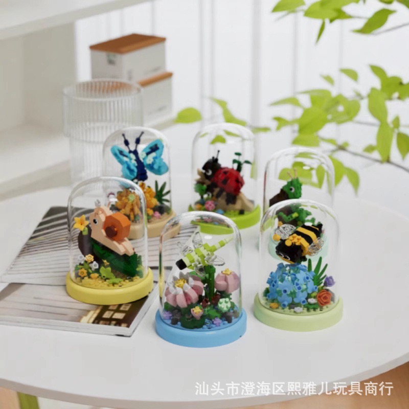 CLC - Flower & Insect ตัวต่อนาโนดอกไม้แมลงพร้อมฝาครอบ