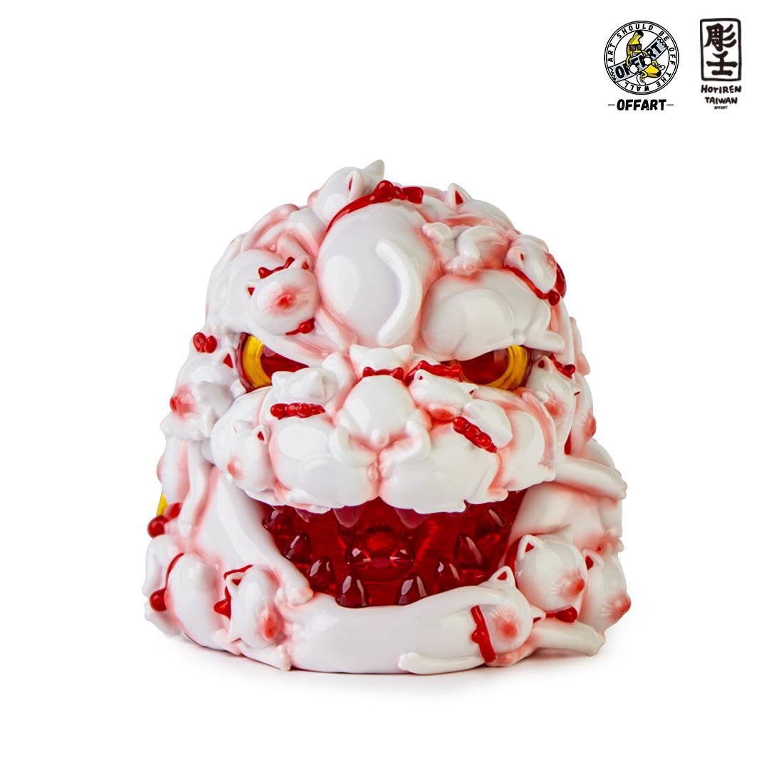 Pre-order : Red Flame Hundred Cats Porcelain / Enamel Red Mini Bust PVC Figure by OFFART x Horiren