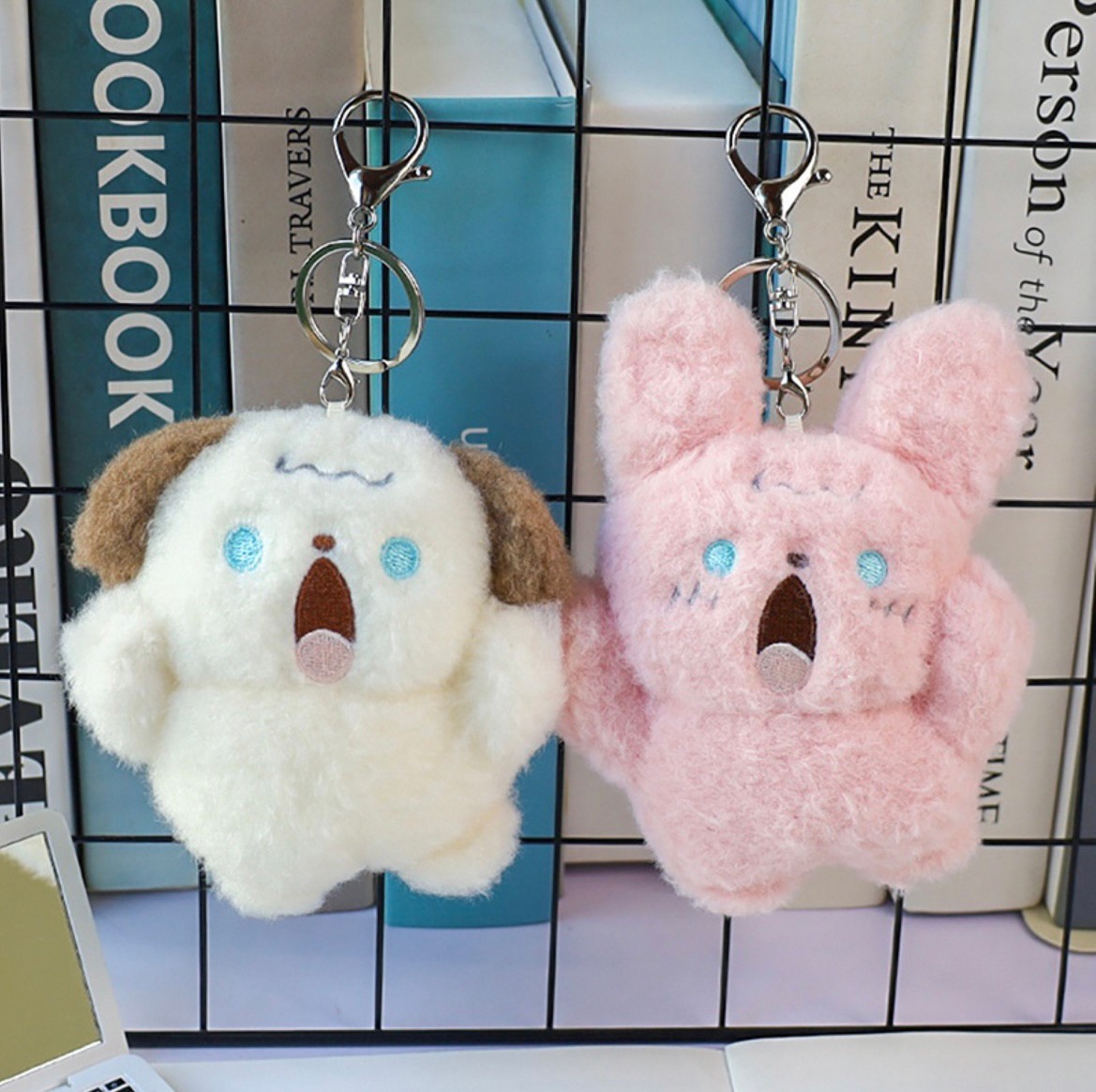พวงกุญแจ Screaming & Shouting Puppy Dog 🐶 Kitten Cat 🐱 Teddy Bear 🐻 Bunny Rabbit 🐰 Fluffy Plush Keychain