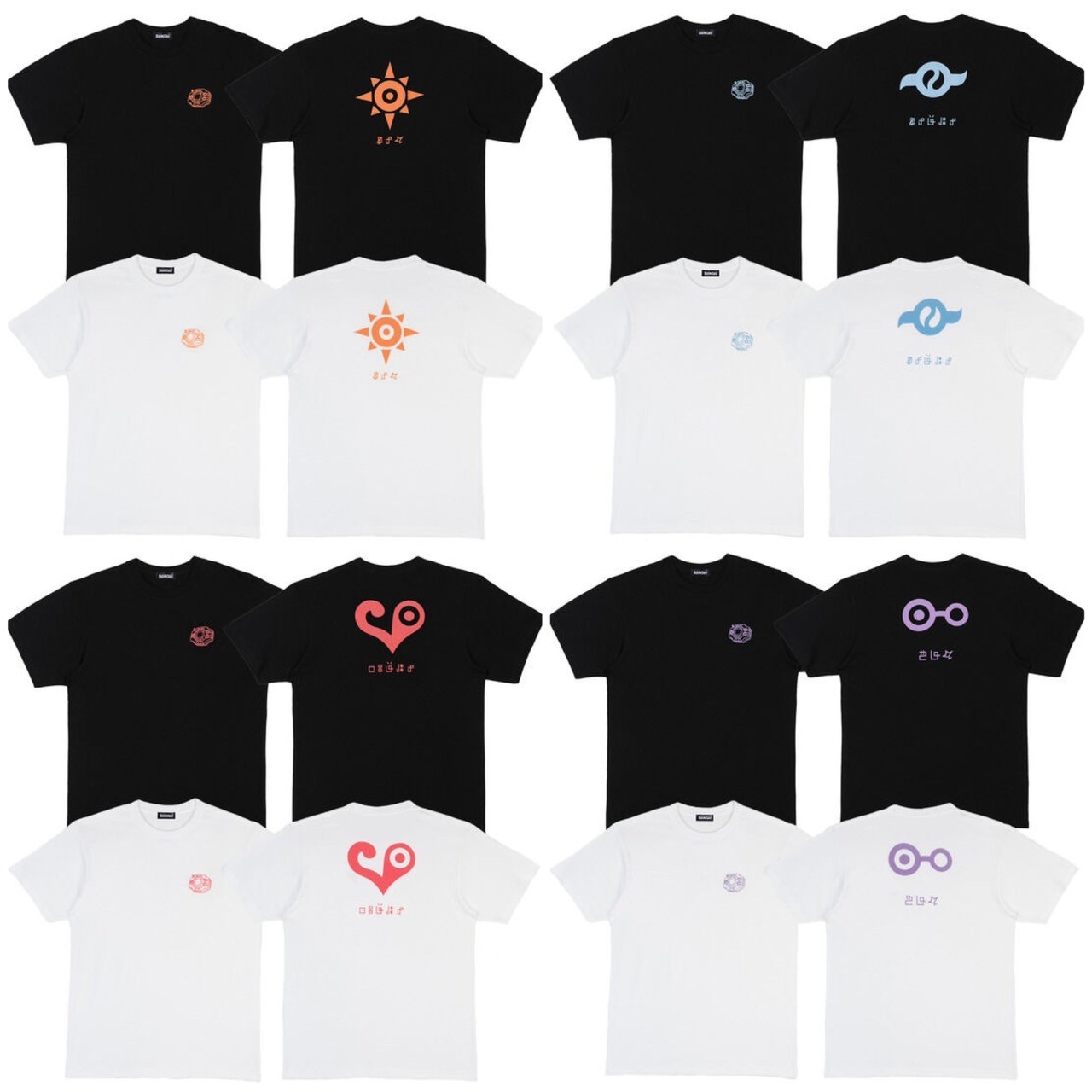 PRE-ORDER : Digimon Adventure Crest Motif T-Shirt (8 designs, 2 colors)
